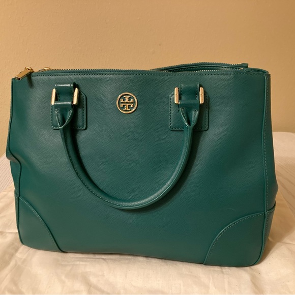 Green Tory Burch Robinson Double Zip Tote - Picture 4 of 14